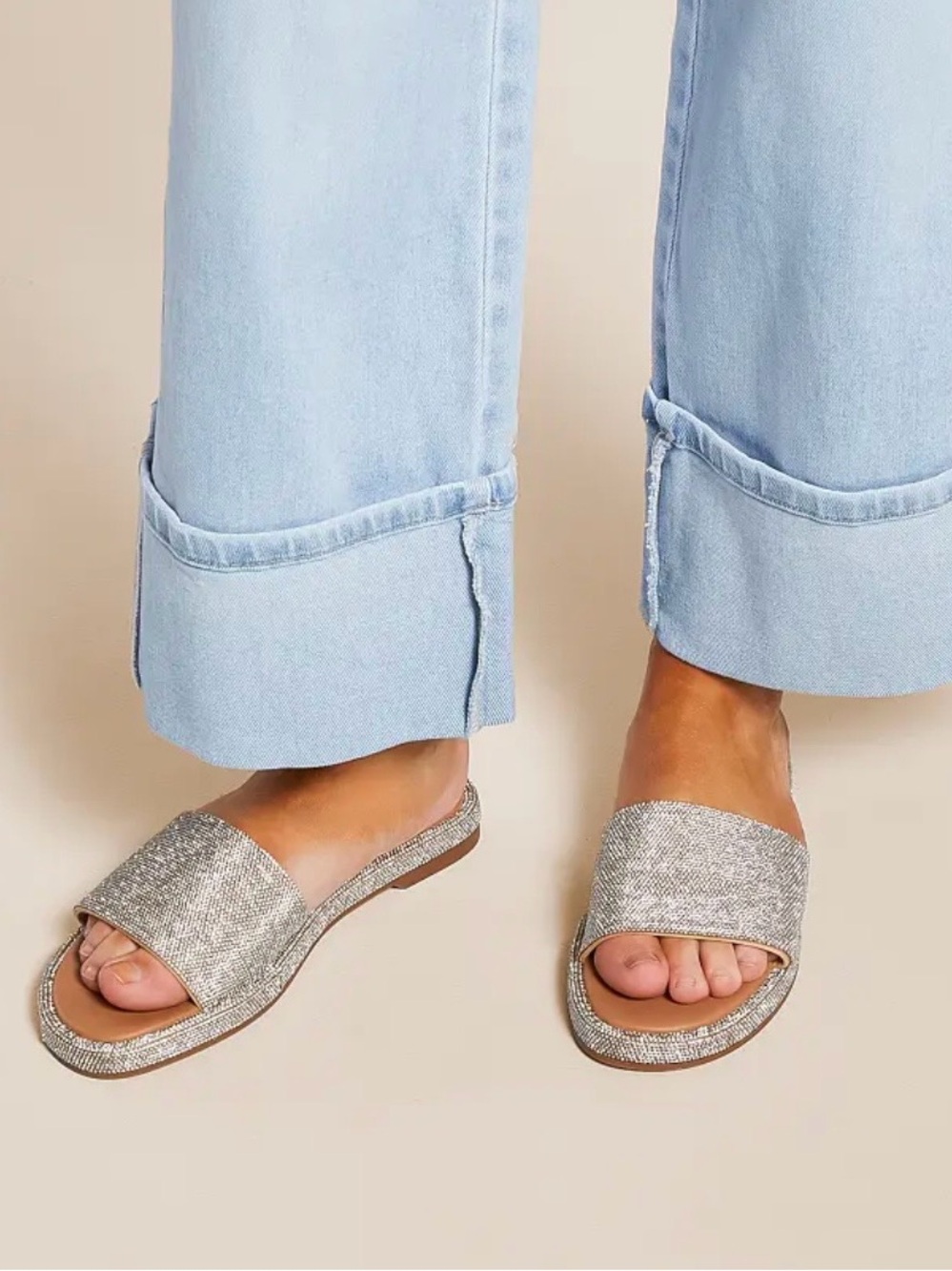 Madden Girl Light Blue Wide Leg Cuffed Jeans